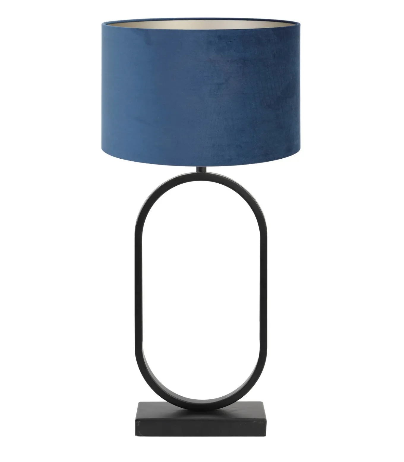 Tafellamp Jamiri/Velours - Zwart/Petrol - Ø30x67cm