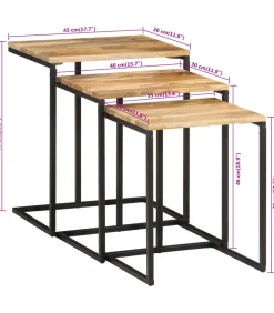 Tafeltjesset 3 st massief acaciahout