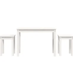 Tafeltjesset 3 st massief grenenhout wit