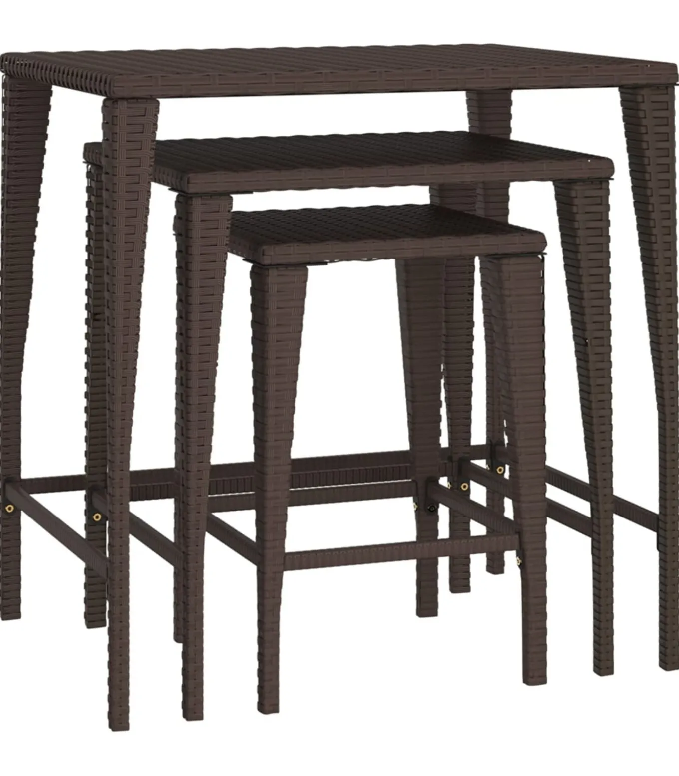 Tafeltjesset 3 st poly rattan bruin