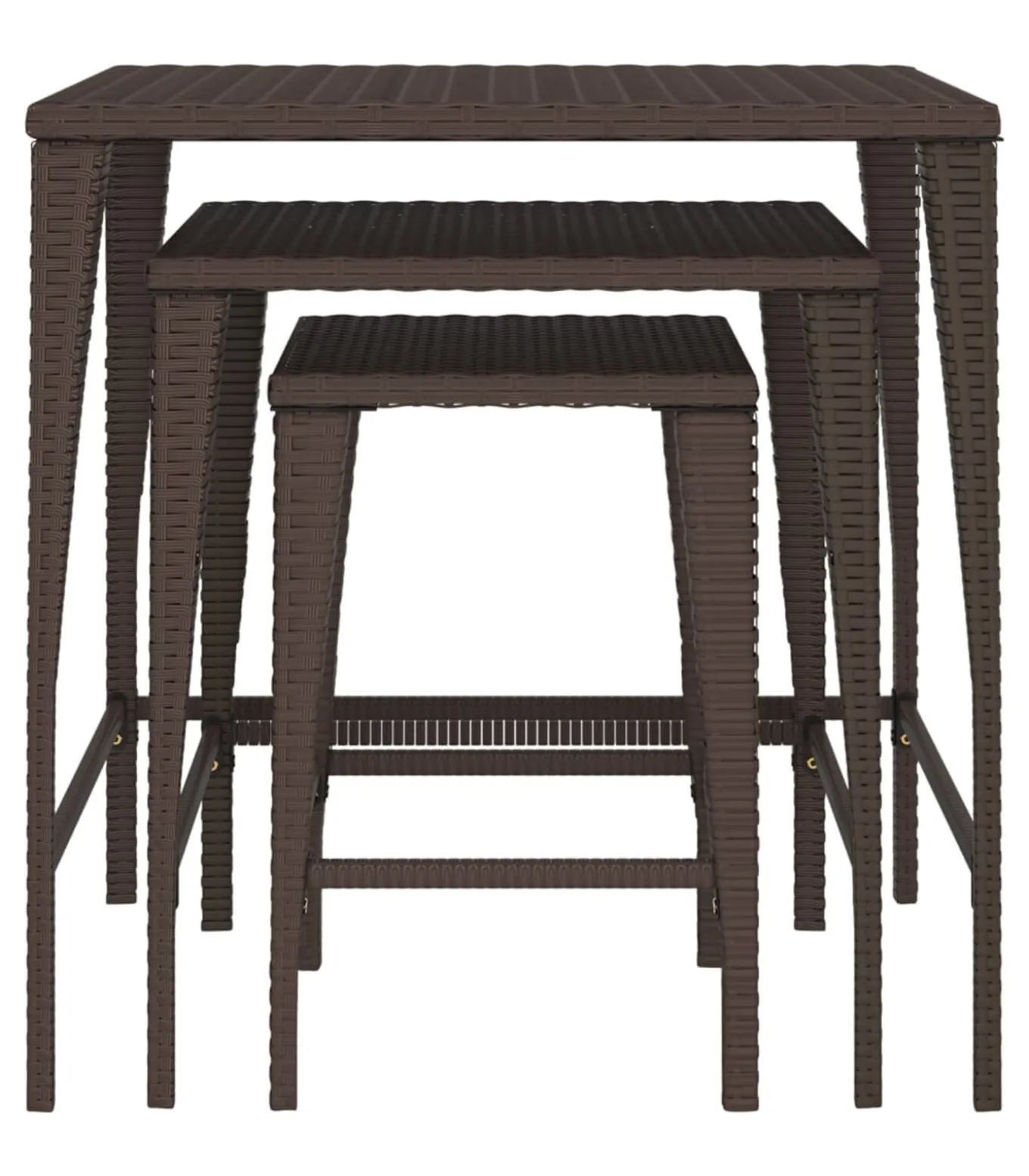 Tafeltjesset 3 st poly rattan bruin