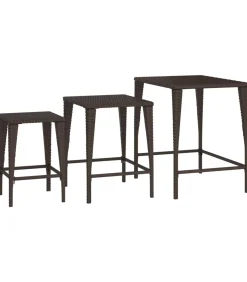 Tafeltjesset 3 st poly rattan bruin