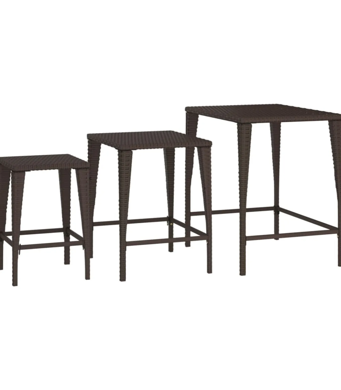 Tafeltjesset 3 st poly rattan bruin