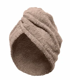 Terry tulband elastische sluiting in taupe katoen