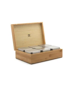 Theedoos Bamboe met 6 blikjes