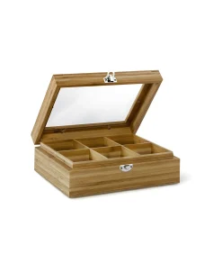 Theedoos Bamboe 6-vaks met venster