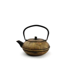 Theepot 80cl strepen goud/zwart My Tea