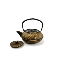 Theepot 80cl strepen goud/zwart My Tea
