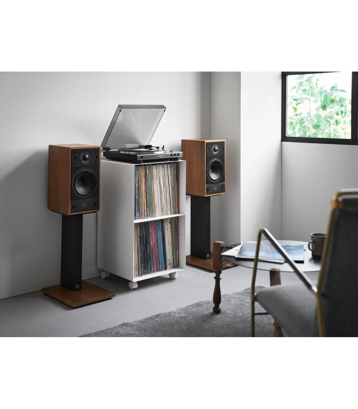 Tower Platenkast 2-laags op wielen - Wit