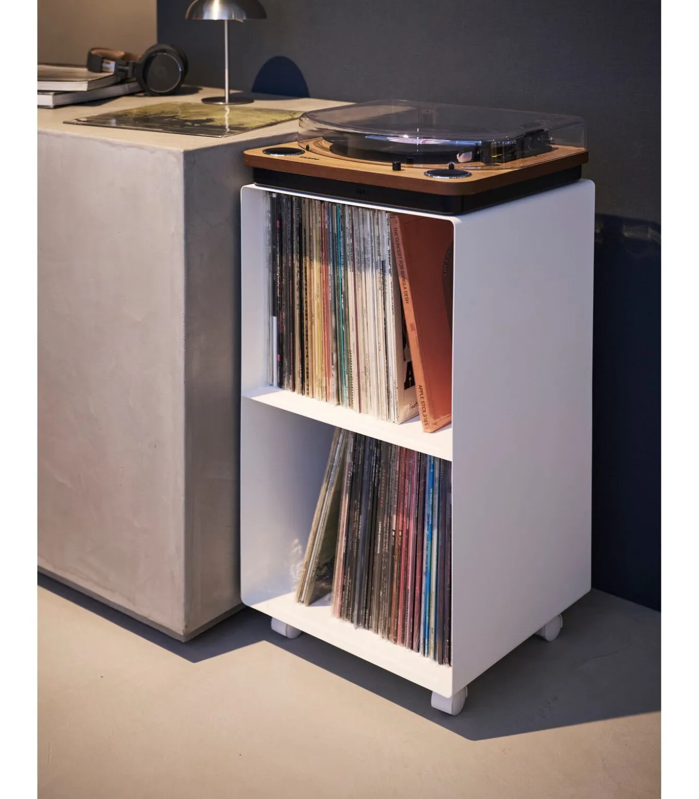 Tower Platenkast 2-laags op wielen - Wit