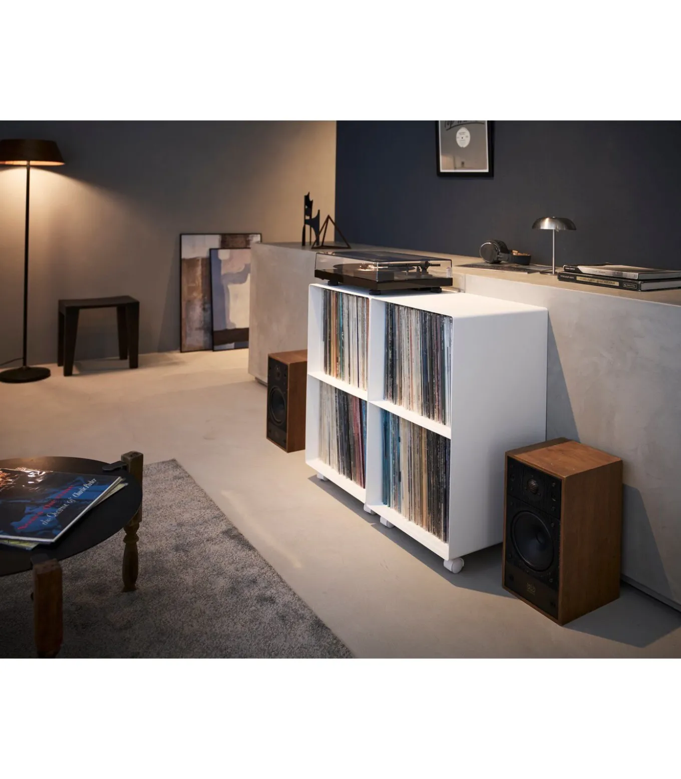 Tower Platenkast 2-laags op wielen - Wit