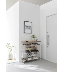 Tower Schoenenrek op wielen 5-laags - Wit