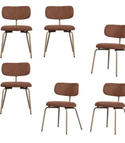 Travis Eetkamerstoelen - Polyester - Bruin - Set van 6