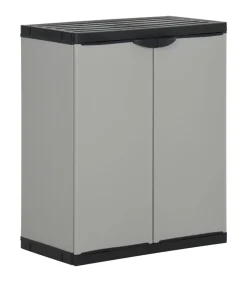 Tuinafvalkast 68x40x85 cm polypropeen grijs en zwart