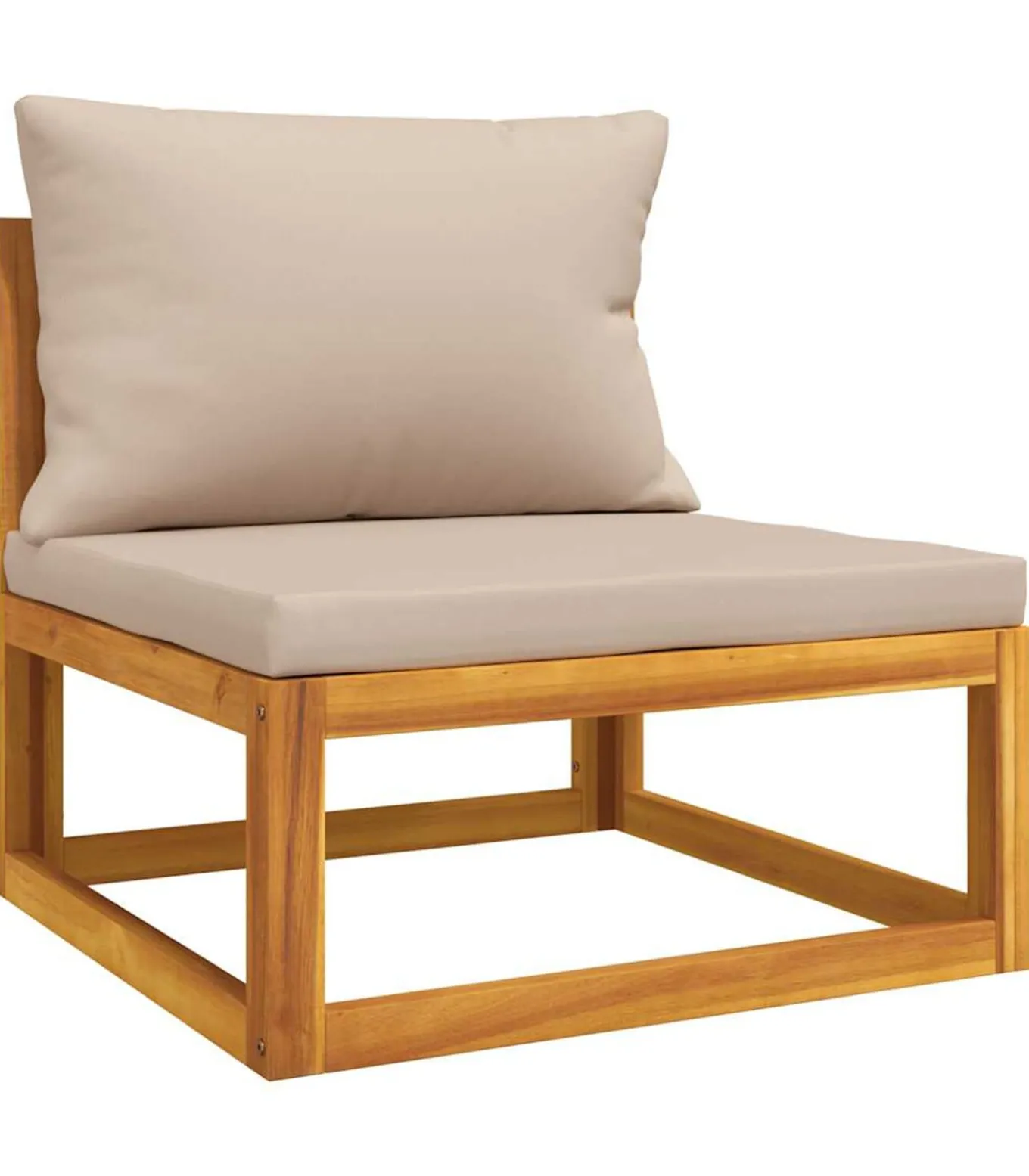 Tuinmiddenbank met kussens massief acaciahout taupe