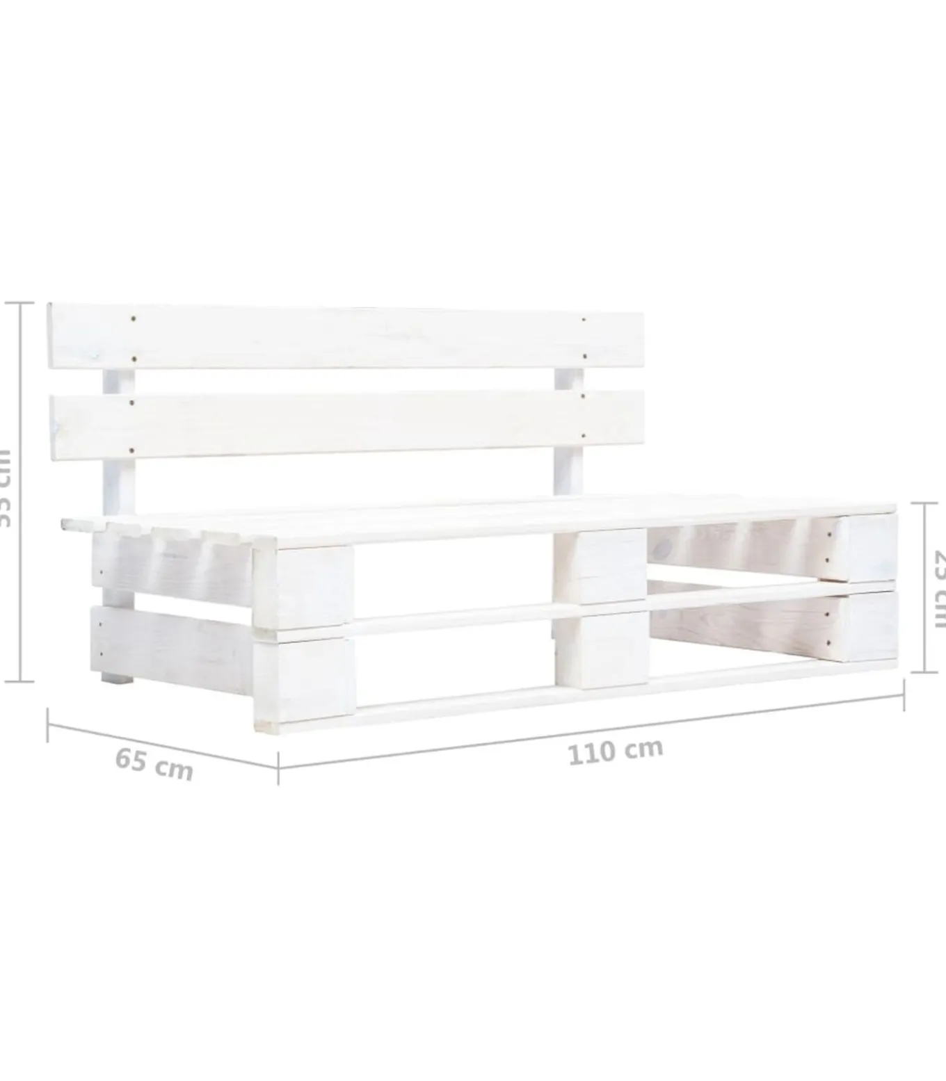 Tuinmiddenbank pallet geïmpregneerd grenenhout wit