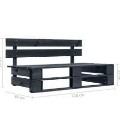 Tuinmiddenbank pallet zwart geïmpregneerd grenenhout