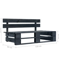 Tuinmiddenbank pallet zwart geïmpregneerd grenenhout