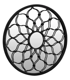 Tuinspiegel rond 40x3 cm ijzer zwart