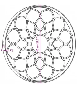 Tuinspiegel rond 40x3 cm ijzer zwart