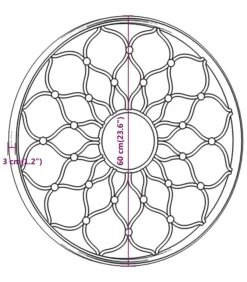 Tuinspiegel rond 60x3 cm ijzer zwart