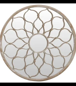Tuinspiegel rond 60x3 cm ijzer zandkleurig