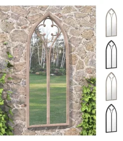 Tuinspiegel 100x45 cm ijzer zandkleurig