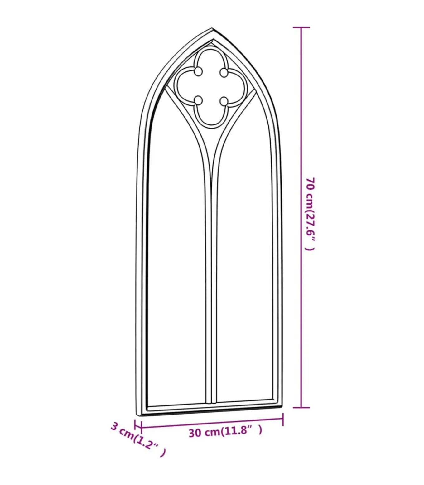 Tuinspiegel 70x30 cm ijzer zwart