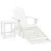 Tuinstoel Adirondack met voetenbank tafel massief vurenhout wit