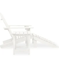 Tuinstoel Adirondack met voetenbank tafel massief vurenhout wit