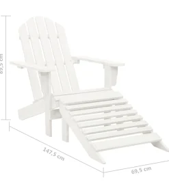 Tuinstoel Adirondack met voetenbank tafel massief vurenhout wit