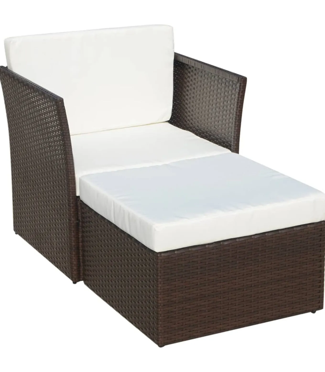 Tuinstoel met voetenbank poly rattan bruin