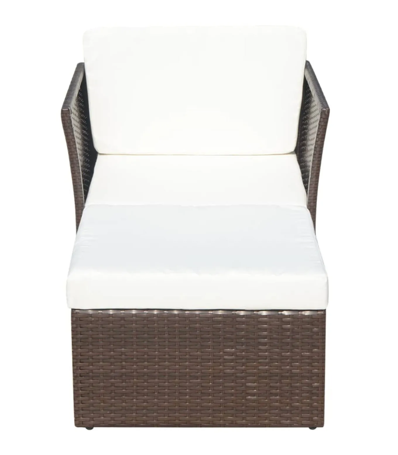 Tuinstoel met voetenbank poly rattan bruin