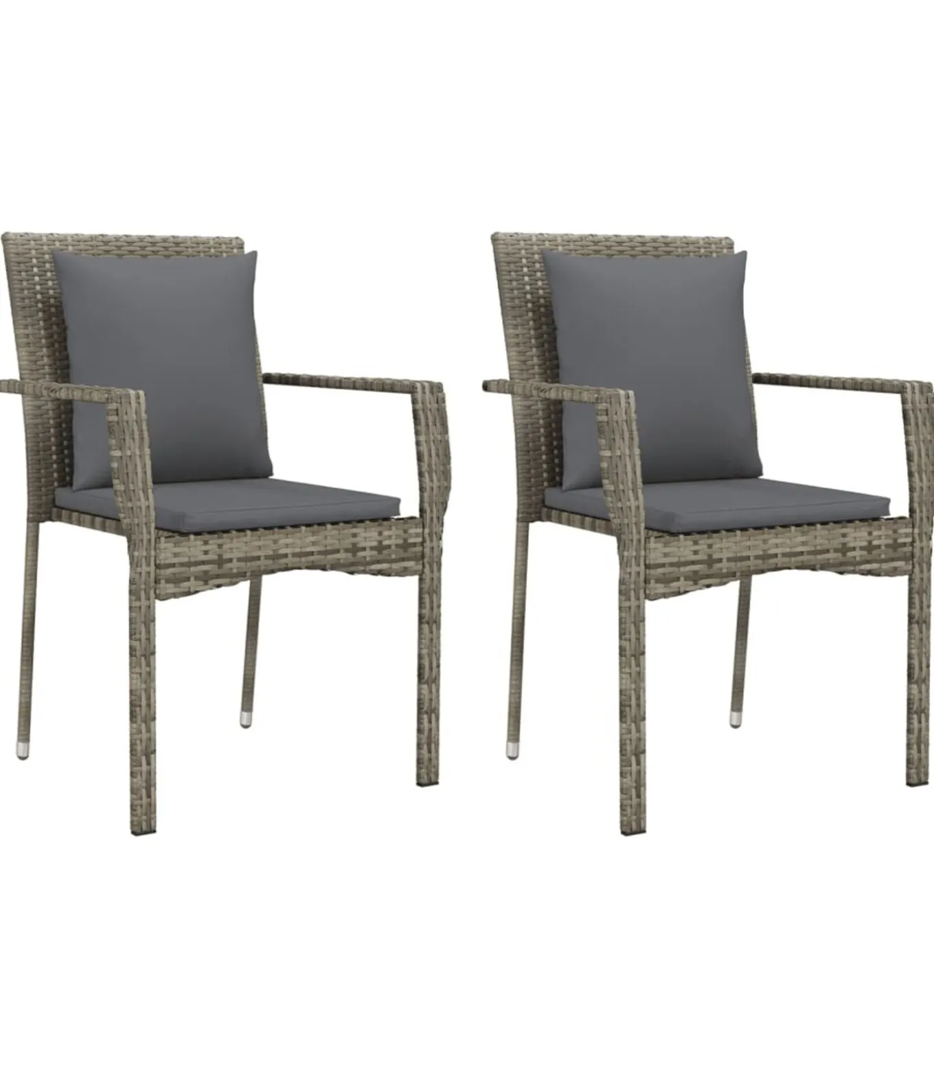 Tuinstoelen 2 st met kussens poly rattan grijs