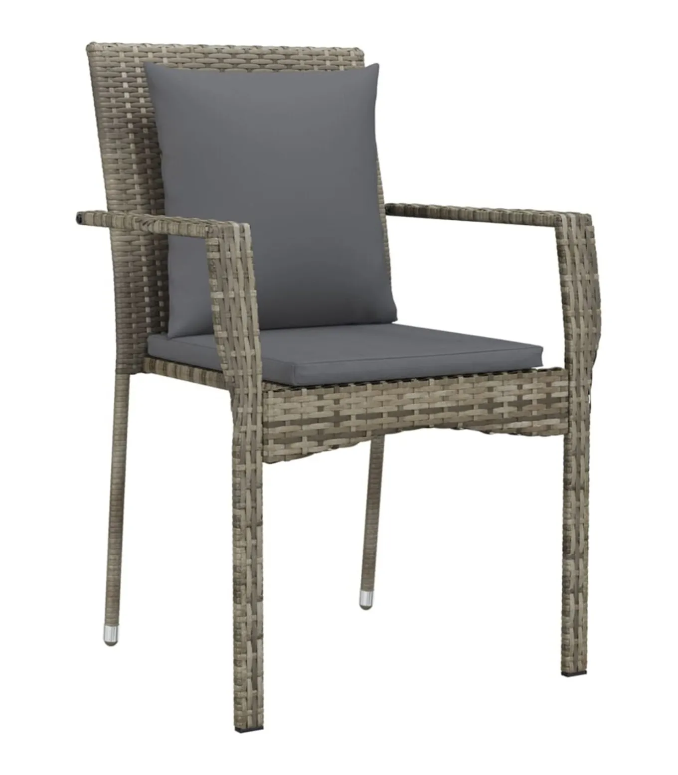 Tuinstoelen 2 st met kussens poly rattan grijs