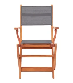 Tuinstoelen inklapbaar 2 st eucalyptushout en textileen grijs