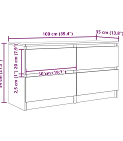 Tv-meubel 100x35x54 cm bewerkt hout artisanaal eikenkleurig