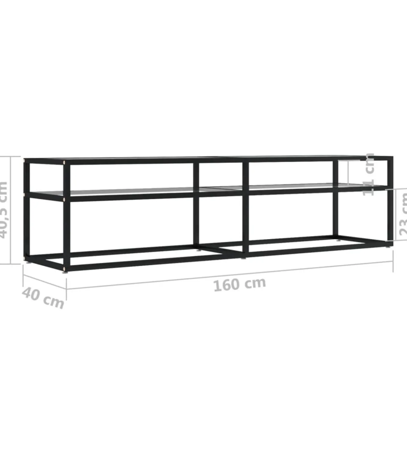 Tv-meubel 160x40x40,5 cm gehard glas transparant