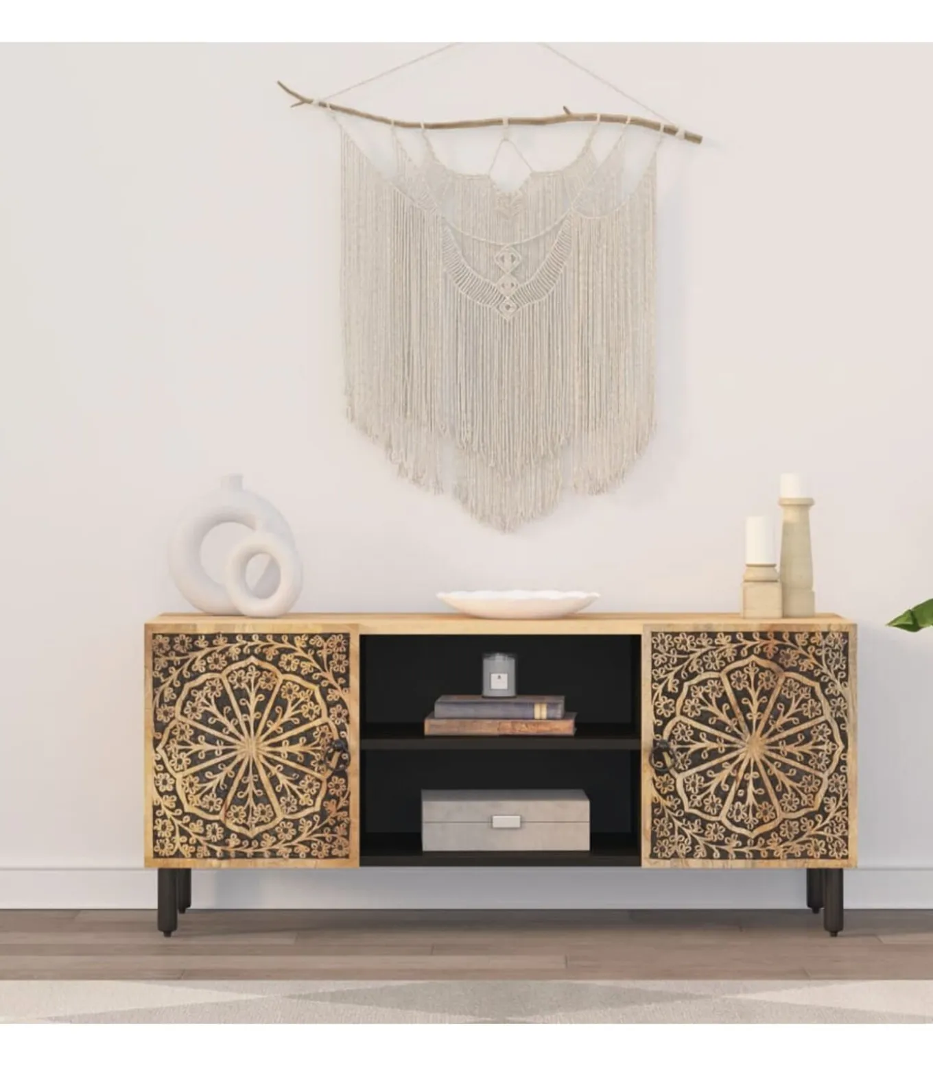 Tv-meubel 105x33x46cm massief mangohout