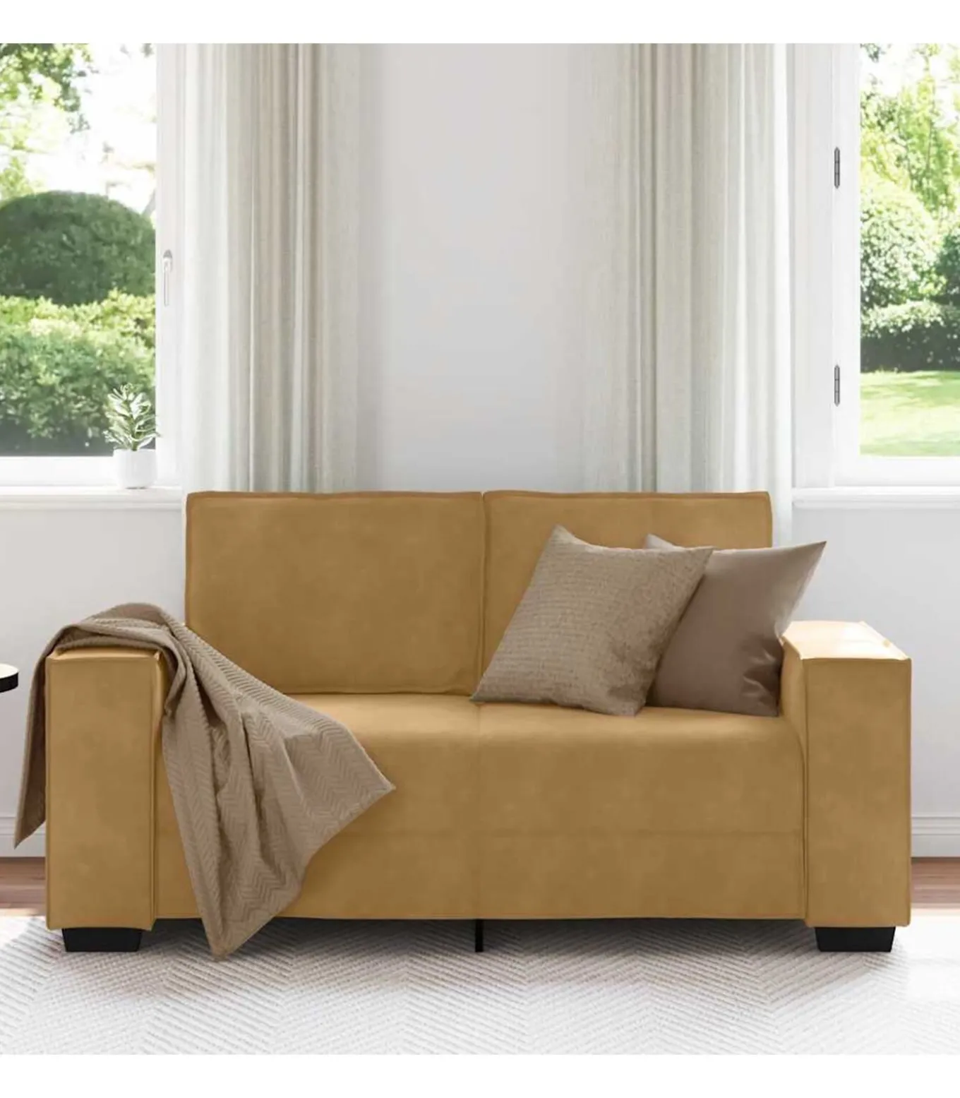 Tweezitsbank 120 cm fluweel bruin