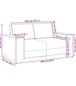 Tweezitsbank 120 cm fluweel bruin