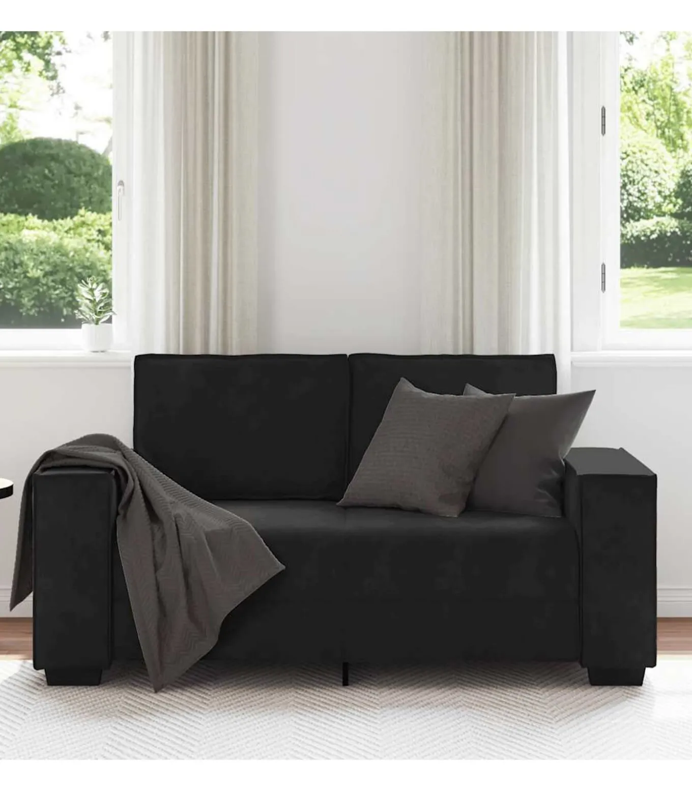 Tweezitsbank 120 cm fluweel zwart