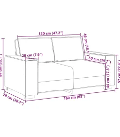 Tweezitsbank 120 cm fluweel lichtgrijs
