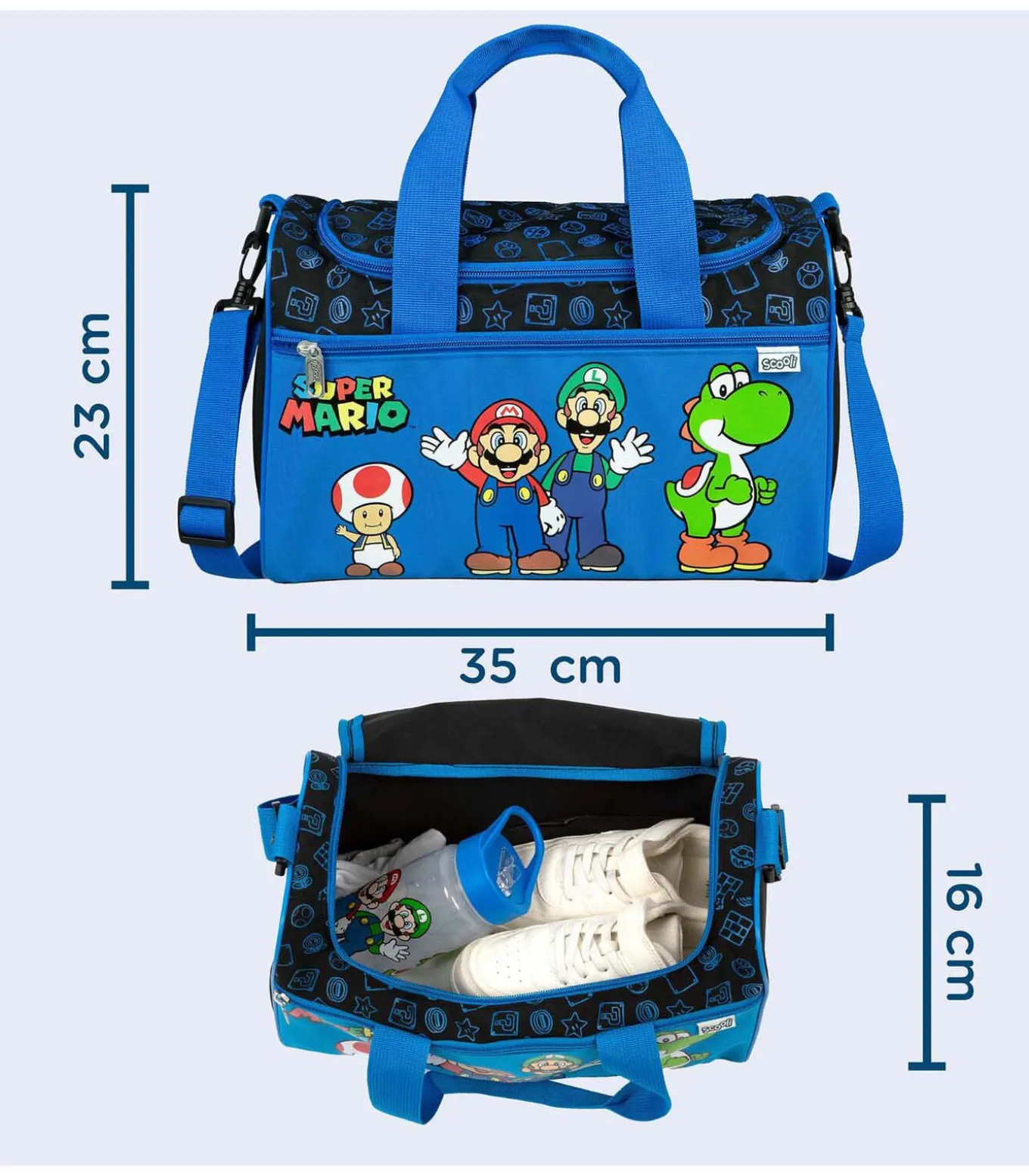 Undercover sporttas Super Mario blauw - kindertas met Nintendo design