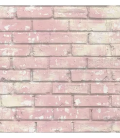 Urban Friends & Coffee Behang bakstenen roze en wit