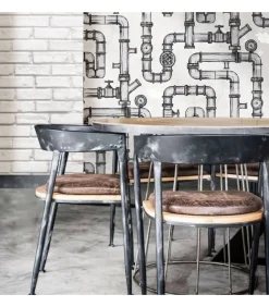 Urban Friends & Coffee Behang bakstenen grijs en wit