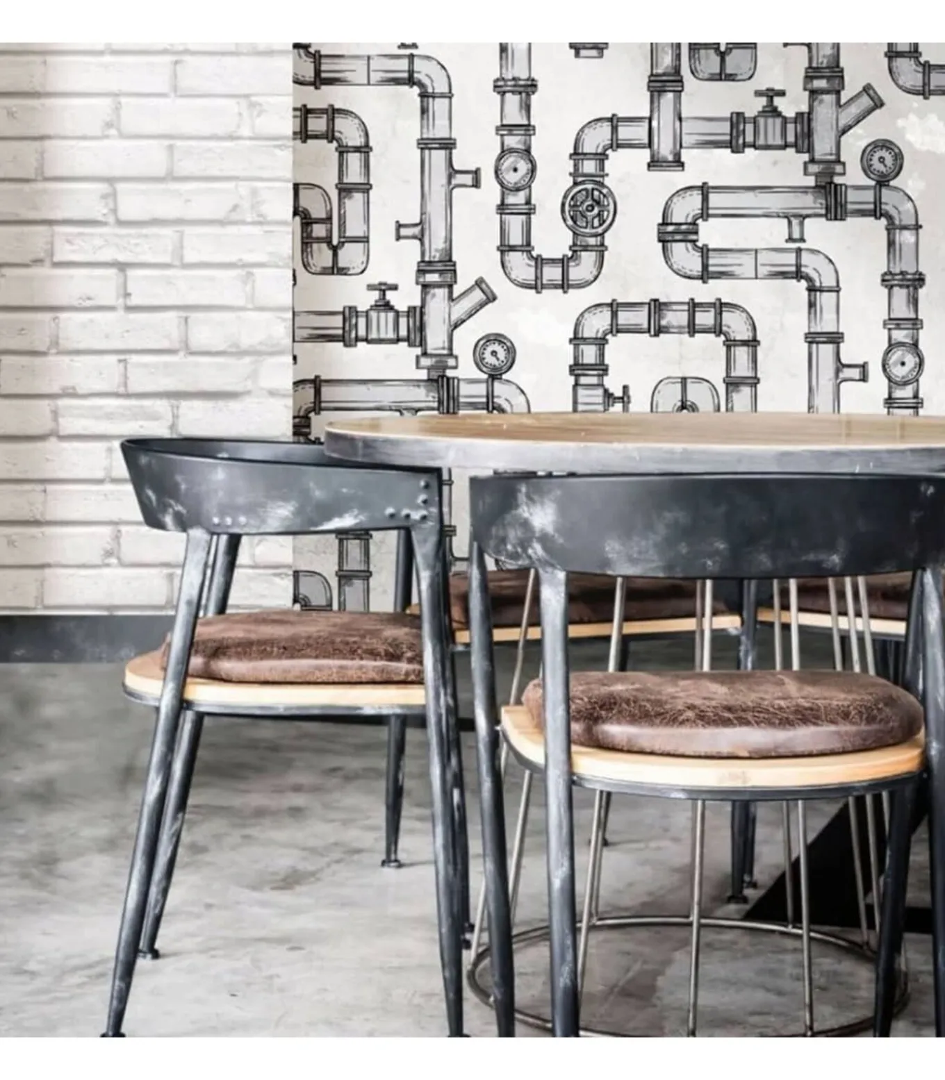 Urban Friends & Coffee Behang bakstenen grijs en wit