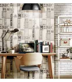 Urban Friends & Coffee Behang houten planken grijs en zwart