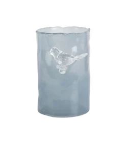 Vaas Bird On Branch - Mistig blauw - 9.5x9.5x15cm