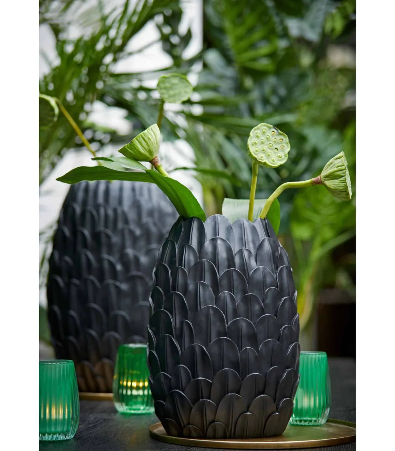 Vaas Feder - Zwart - 28.5x19x40cm